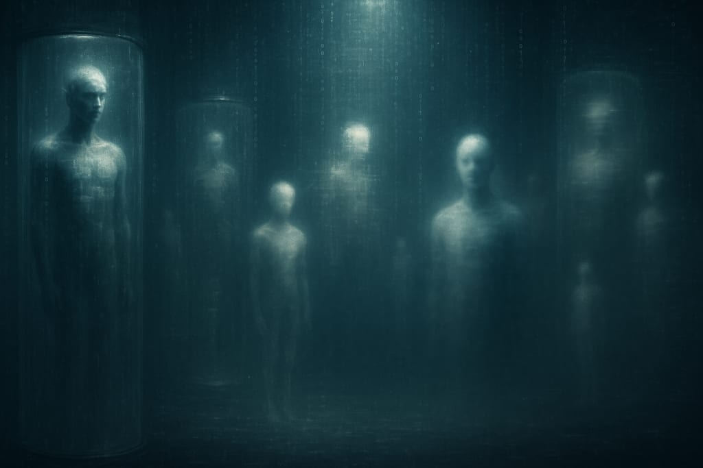 faceless people in jars