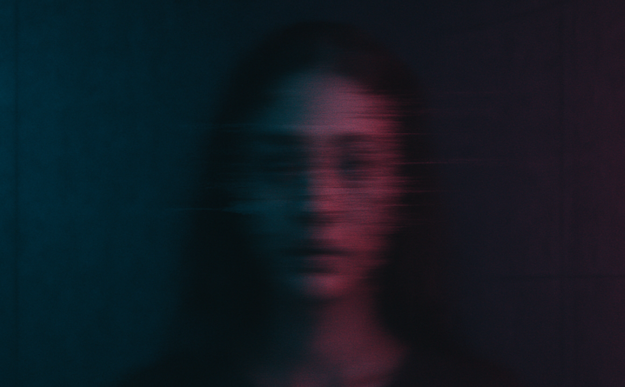 Blurry portrait art with soft color gradients